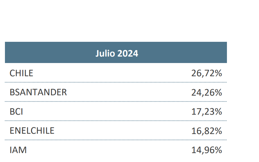 Cartera Nevasa Top 5 Acciones Chilenas. Julio 2024